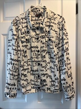 Carre Noir Handwritten-Name White Denim Jacket - Women